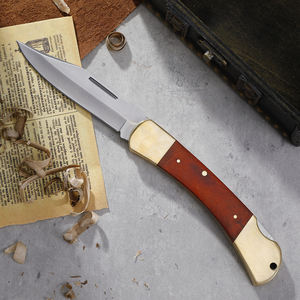 高炭素鋼工業グレード屋外折りたたみナイフ銅ハンドルサバイバル狩猟釣りキャンプEDC OEMギフトD013 2.5mm - Product Image 1