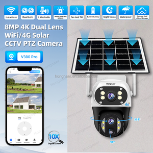 ホンナール 8MP 10倍デジタルズーム ソーラー式防犯CCTV PTZカメラ V380 Pro 4Kデュアルレンズ WiFi屋外 4G SIMカード対応ソーラーカメラ - Product Image 2