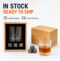 Verres à whisky ronds sans plomb personnalisables par gravure laser et ensemble de pierres à whisky avec boîte en bois – Fabricant Shunstone