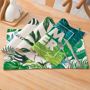 Manteles Individuales de Lino con Estampado de Hojas Verdes para Mesa de Comedor, Posavasos con Diseño de Hojas, Decoración para el Hogar y Restaurantes, Servilletas - Product Image 5