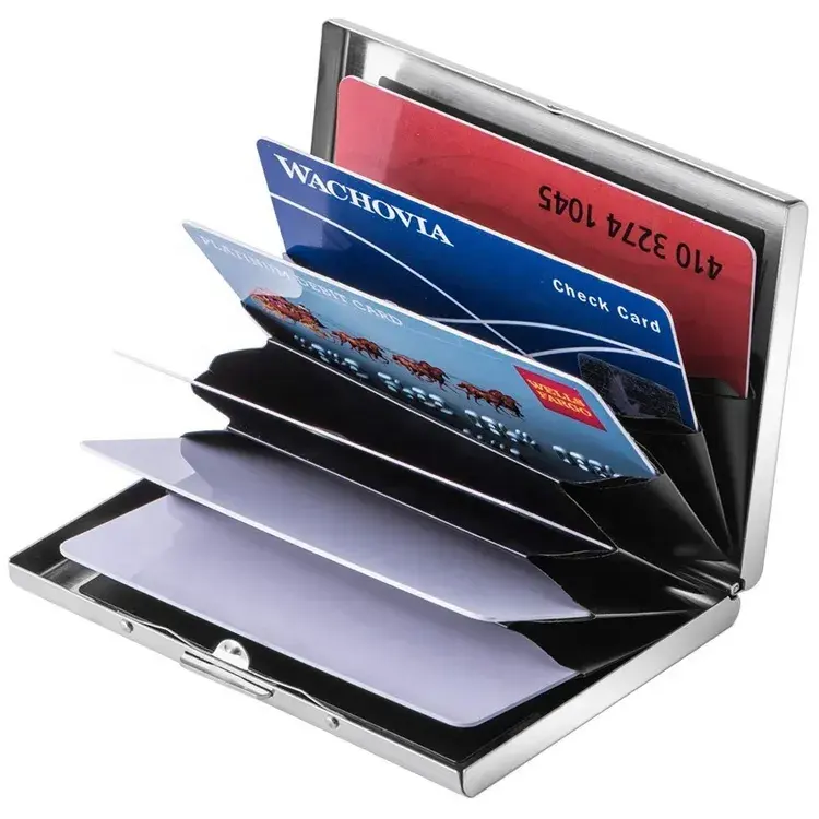स्टॉक में थोक बच्चे पर्स उच्च गुणवत्ता स्टेनलेस स्टील क्रेडिट कार्ड का मामला पैसे धारक बटुआ मामले
