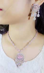 Long Traditional AD Choker and <b>Necklace</b> Set Designer Bridal Jewelry Collection for Weddings Gold As Main Material - Product Image 4