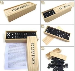 <span class=keywords><strong>Jeu</strong></span> <span class=keywords><strong>de</strong></span> dominos en bois pour enfants, 28 pièces, noir, avec boîte en bois, vente en gros - Product Image 6