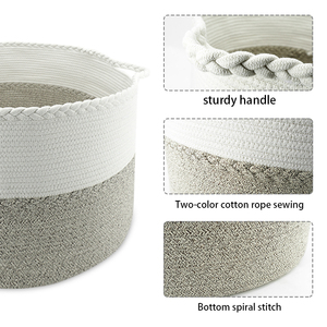बड़े पर्यावरण के अनुकूल कपास रस्सी कपड़े भंडारण टोकरी कस्टम तह आयोजक बुना हुआ कपड़े भंडारण टोकरी बहुकार्य - Product Image 4
