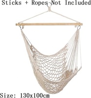 Chaise suspendue d'extérieur pour patio, chaise hamac, chaise en corde, chaise balançoire de jardin avec barre transversale en bois et tissage en filet