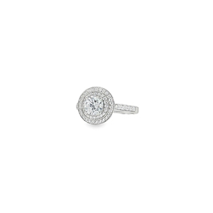 Anillo personalizable de oro blanco de 18 quilates con doble Halo, diamantes cultivados en laboratorio, montaje de banda de boda de compromiso de lujo - Product Image 3