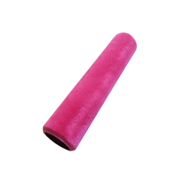 Rouleau de peinture de luxe en fibres de laine d'agneau pour décoration murale, couleur rose, avec poignée en TPR pour la peinture DIY à domicile