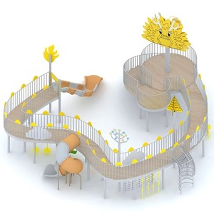 Parc de loisirs sur le thème du dragon personnalisé avec pont suspendu en haute altitude, escalier en spirale, toboggan tubulaire en plastique EN1176, aire de jeux commerciale - Product Image 4