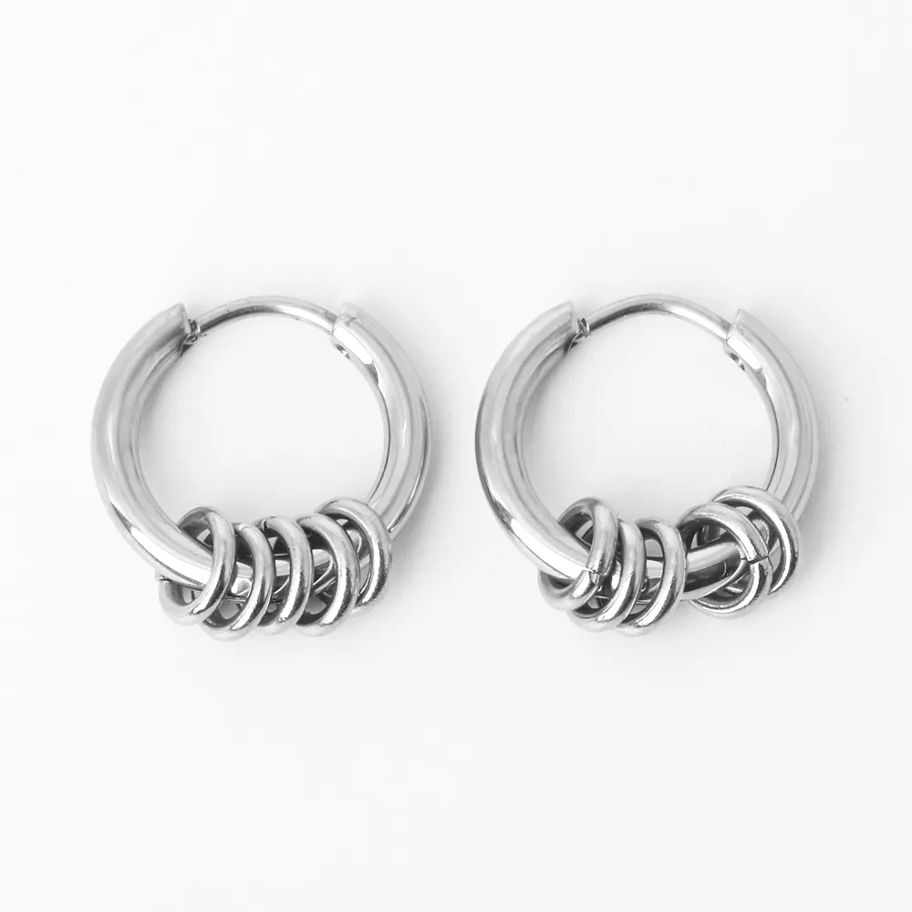 Desain baru perhiasan tindik telinga hipoalergenik anting lingkaran Baja tahan karat untuk wanita pria