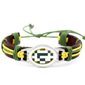 Pulseras de Cuero Trenzado Retro al por Mayor con Dijes de Metal de los 32 Equipos de Fútbol Americano, Pulseras de Aleación Multicapa con Impresión de Clubes de Fútbol - Product Image 4