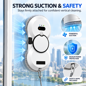 Robot de nettoyage de fenêtres automatique, double pulvérisation d'eau, nettoyeur de vitres intelligent, forte aspiration, télécommande, lave-vitres pour la maison et l'hôtel - Product Image 1