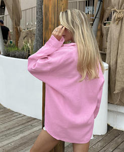 RedPeony Vintage primavera <span class=keywords><strong>camicia</strong></span> Basic con collo alto in cotone da donna <span class=keywords><strong>a</strong></span> manica lunga elegante camicetta rosa Oversize <span class=keywords><strong>camicia</strong></span> <span class=keywords><strong>bianca</strong></span> da donna in cotone - Product Image 6