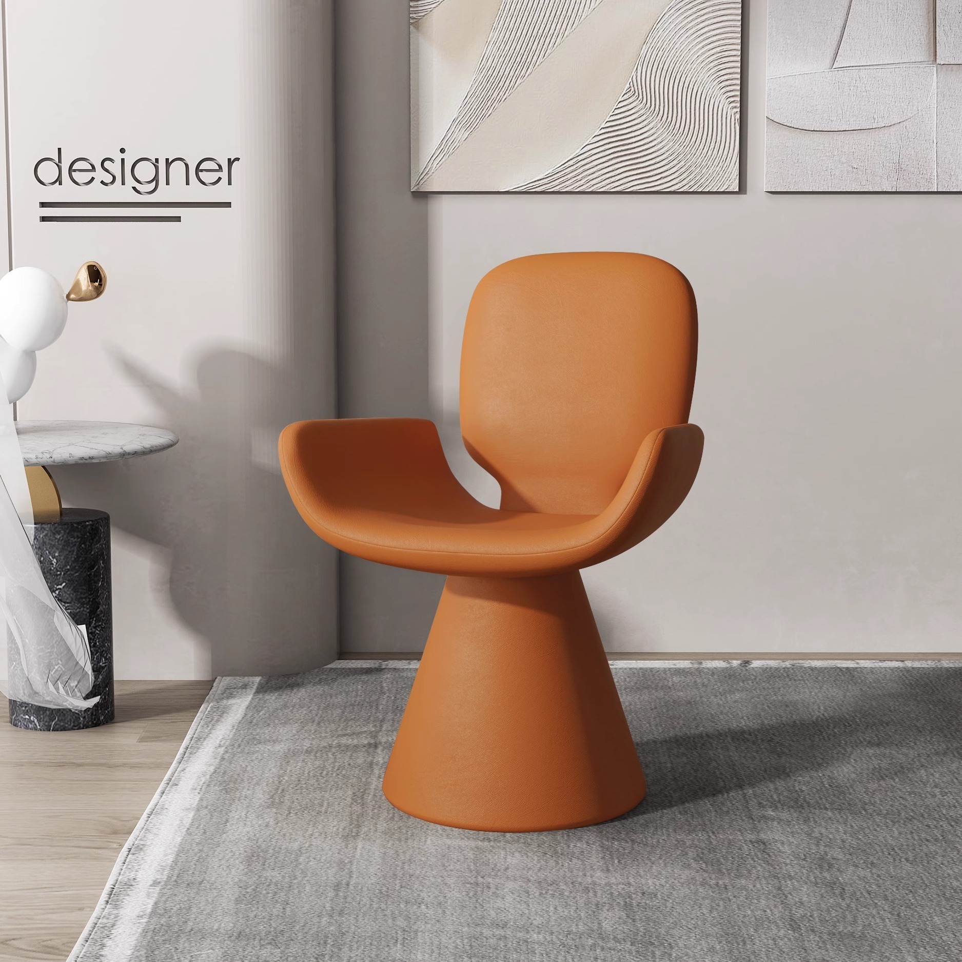 Base in legno massello arancione super pelle [non girevole]