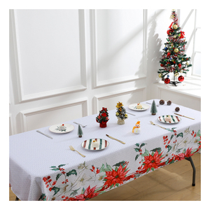 Bán Buôn Quảng Cáo Hình Chữ Nhật In Giáng Sinh Vinyl Khăn Trải Bàn Với Flannel Trở Lại Màu Nude - Product Image 1