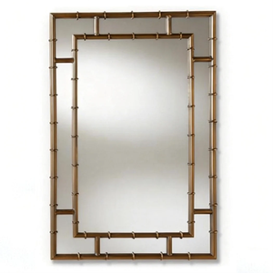 <span class=keywords><strong>Miroir</strong></span> mural double couche en bambou doré Regency pour la décoration du salon - Product Image 2