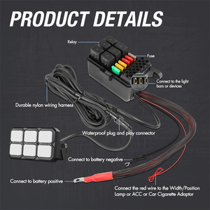 6 interruptores Headliner Mount Fondo verde Sistema de relé de luz Panel de interruptores 12V - Product Image 3
