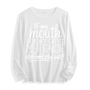 Tela suave "Si mi <span class=keywords><strong>boca</strong></span> no lo dice Mi cara citará el gráfico" <span class=keywords><strong>Camiseta</strong></span> <span class=keywords><strong>de</strong></span> manga larga Multi colores - Product Image 4