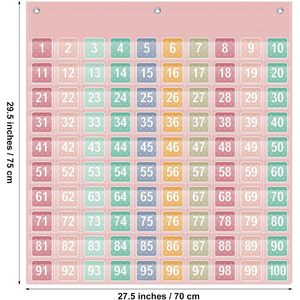 Tabla de Cien Números con Bolsillos, 100 Tarjetas de Números de Doble Cara, Herramienta de Aprendizaje de Matemáticas Rosa para Niños, Educación en Conteo - Product Image 2