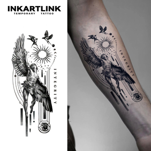 INKARTLINK Adesivo Tatuaggio Icaro Ali Scritta Integrità Mitologia Greca Uccello Solare Geometrico Moderno Erboristico 15 Giorni Confezione Bulk - Product Image 1