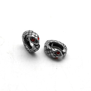 yunnique Clip-on <b>Earrings</b> Titanium Steel Cobra Design <b>Red</b> Eye Geometric Animal Shape Fashion Jewelry For Non-Pierced Ears - Product Image 5