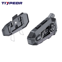 Casque de moto TIYPEOR avec interphone, microphone, écouteurs, écran LED, radio FM, étanche