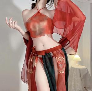 Lencería Cuckold ODM, Nueva Colección Dunhuang Feitian, Conjunto Hanfu Sexy con Estampado, Banda Transparente para el Vientre, Control Ligero, Ropa Íntima Exótica - Product Image 5