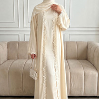 Robe longue maxi Nuosha OEM brodée de dentelle, manches chauve-souris, coupe ample, devant ouvert, tenue modeste multicolore pour femme, idéale au quotidien ou pour les occasions formelles