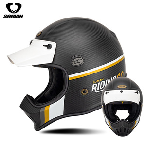 Casque de moto vintage rétro en fibre de carbone EU, casques de moto tout-terrain, motocross, moto, capacete - Product Image 2