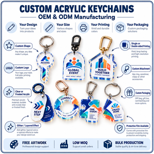 Porte-clés en acrylique personnalisés de forme créative, imprimés recto-verso avec logo, pour cadeaux d'événements d'entreprise, fabrication OEM ODM - Product Image 4