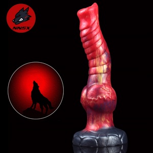 New Hellfire Color Sex Toy Women Fantasy Knot Silicone Dragon <b>Dildo</b> with Suction Cup Anal Sex Toy for Men - Product Image 1