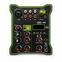 Console de mixage audio professionnelle 5 canaux Bluetooth USB avec alimentation fantôme 48V, égaliseur 2 bandes, console de mixage DJ compacte pour diffusion en direct et karaoké