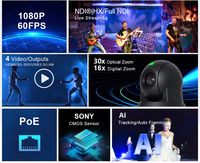 Caméra PTZ 1080P 60FPS 30X NDI HX2 USB3.0 HD 3G-SDI PoE avec cadrage automatique, vente en gros directe usine pour l'éducation