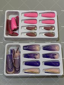 Uñas <span class=keywords><strong>Postizas</strong></span> Acrílicas 3D Extra Largas, 24 Piezas, Estilo Francés, Románticas, con <span class=keywords><strong>Pegamento</strong></span>, <span class=keywords><strong>para</strong></span> Citas y Fiestas - Product Image 5