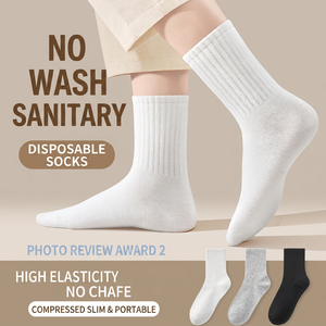 Disposable Coral Fleece <b>Socks</b> <b>Men</b> Women Unisex Short Mid-Calf Throw-Away Breathable Odor-Resistant Removable Travel Dropshipping - Product Image 2