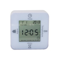 Réveil rotatif compact avec calendrier perpétuel, affichage de la température, minuteur de compte à rebours, design quatre faces, modèle en plastique ABS