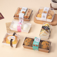Boîtes d'emballage personnalisées en kraft marron et blanc avec couvercles transparents sécurisés, étanches, jetables, avec pelliculage mat pour bases de sushi