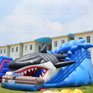 Cá mập khổng lồ chủ đề Inflatable trượt nước thương mại thuê mặt đất Inflatable công viên nước <span class=keywords><strong>airblow</strong></span> ướt trượt - Product Image 4