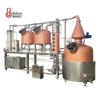 Alambic à reflux en cuivre Boben 1000L à double retort, équipement de distillation multi-combustibles pour rhum, vodka, gin, whisky, boissons, vin, CE
