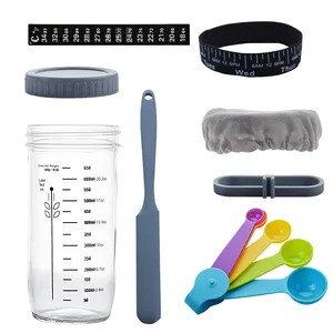 Nouveauté Kit de démarrage de levain à large bouche Pot en verre de démarrage de levain avec thermomètre grattoir à date marquée