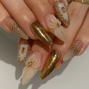 <span class=keywords><strong>Uñas</strong></span> Postizas Acrílicas con Diseño Personalizado, Forma Almendrada Corta, Reutilizables, con <span class=keywords><strong>Pegamento</strong></span> <span class=keywords><strong>para</strong></span> <span class=keywords><strong>Niñas</strong></span> - Product Image 4