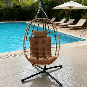 Cuscino in poliestere impermeabile in Rattan appeso uovo sedia <span class=keywords><strong>altalena</strong></span> per interni esterni <span class=keywords><strong>come</strong></span> balcone Patio Villa mobili - Product Image 1