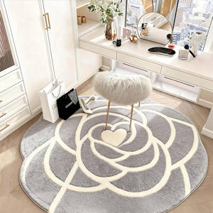 Tapis décoratif rond à motifs floraux, imitation cachemire, absorbant, pour la maison, tapis de chevet, confortable, facile d'entretien, nettoyage localisé - Product Image 4