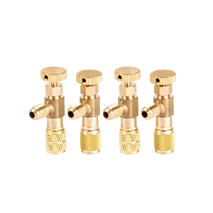 Valve de charge de réfrigérant en laiton, valve de sécurité filetée de 1/4 pouces pour systèmes de climatisation au gaz R410A R32 R22 - Product Image 1