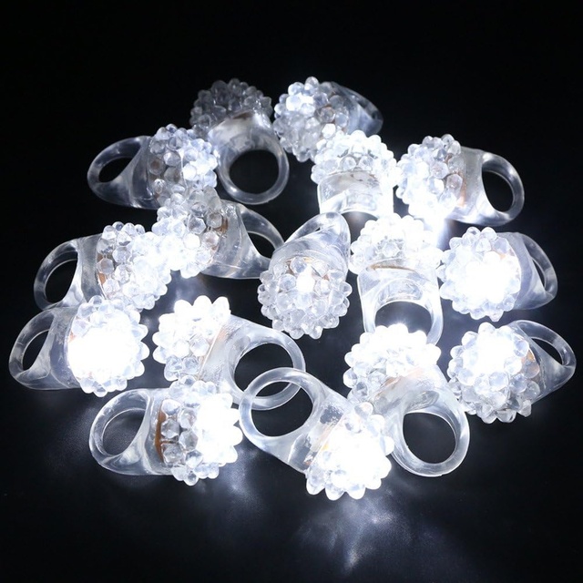 Party Favor Cool White LED Light up Soft Plastic Flashing Jelly Bumpy Rings for Rave Party New Year Fashion New Arrivals