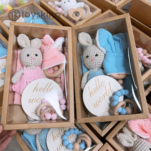 Juguete de madera Montessori dentición <span class=keywords><strong>Amigurumi</strong></span> ganchillo bebé sonajero muñeca <span class=keywords><strong>mordedor</strong></span> comer regalo conjunto para niña niño ducha fiesta ETSY hecho a mano - Product Image 5