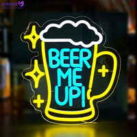 Divertido Letrero LED de Neón con la Frase "Beer Me Up", Letrero Luminoso con Diseño de Jarra de Cerveza para Decoración de Bares y Pubs, Alimentación por USB de 5V, Regalos para Fiestas, Personalizable