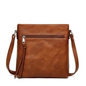 Sac fourre-tout en PU souple pour femme, nouveau style rétro, tendance, simple, avec fermeture éclair, à porter à l'épaule ou en bandoulière - Product Image 1