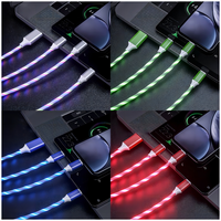 Cable de Carga con Luz LED 3 en 1, Adaptador de Cable de Carga con Luz de Colores, Regalos de Navidad para Teléfono, Impresora, Computadora, Escáner de Código de Barras, Cobre Puro