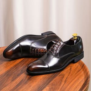 Nouvelles chaussures en cuir pour hommes, style européen, à lacets, pour occasions formelles, mariages et banquets, pour jeunes. - Product Image 2