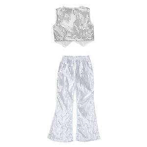 Traje de Baile de Salón Estándar para Niños y Niñas de 7 a 14 Años, Chaleco con Pantalones Acampanados para Actuaciones en Escenario, Baile Hip-Hop y Jazz - Product Image 5